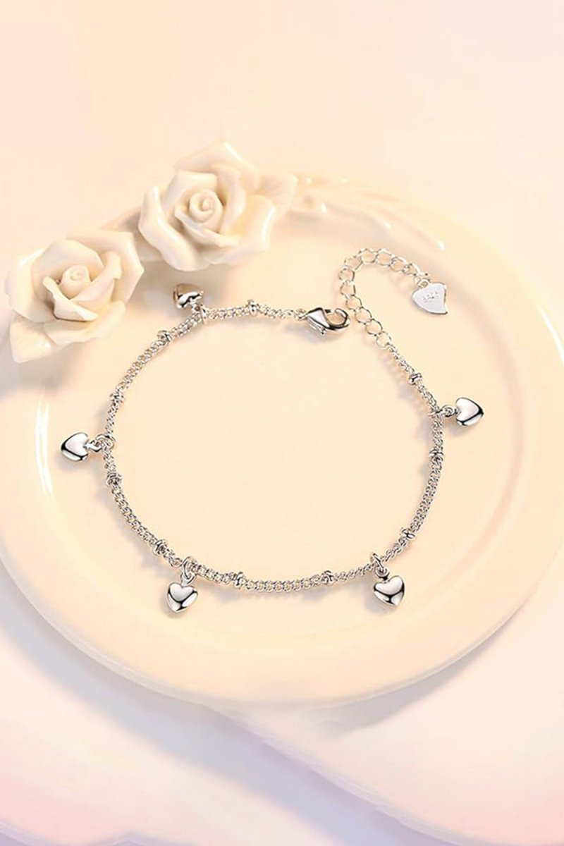 Silver Love Heart Pendant Bracelets