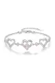 Silver Love Heart Link Birthstone Bracelets