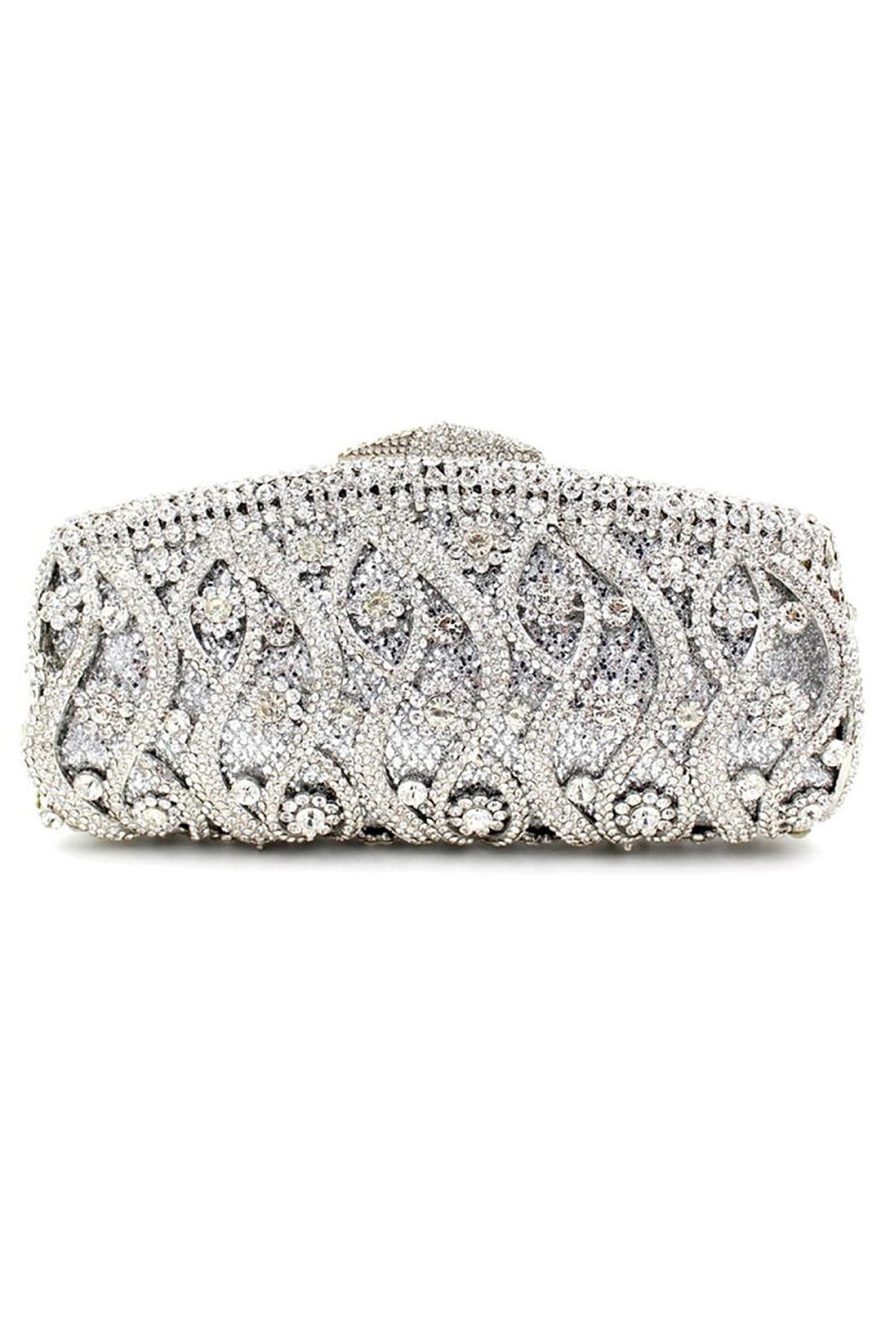 Silver Rhinestones Chain Square Party Handbag