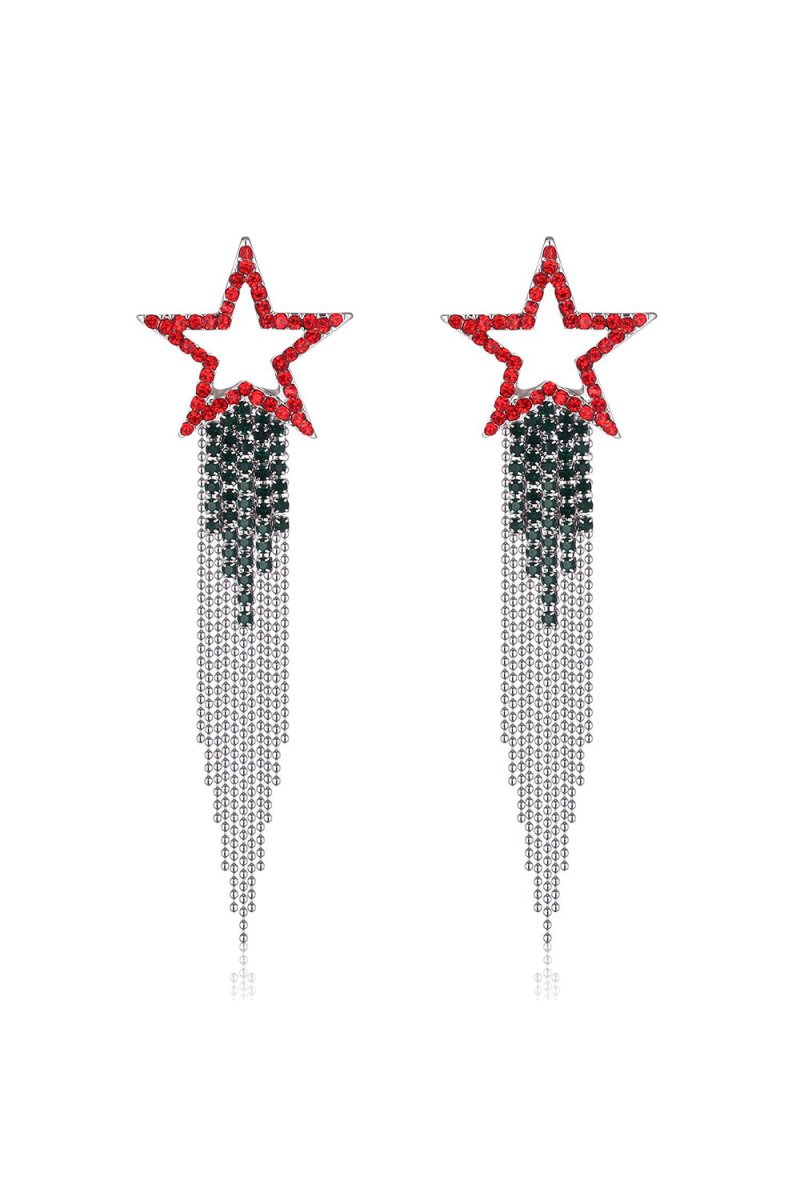 Star Tassel Crystal Dangle Earrings