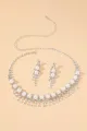 Vintage Pearl Rhinestone Necklace And Earrings Set