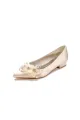 White Elegant Pointed Toe Low Heels with Rhinestone Flower(Champagne,US5)