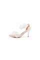 White Flowers Pointed Toe Ankle Strap High Heels(White,1.96inch)