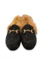 Black Glitter Fur loafers(5C (21))