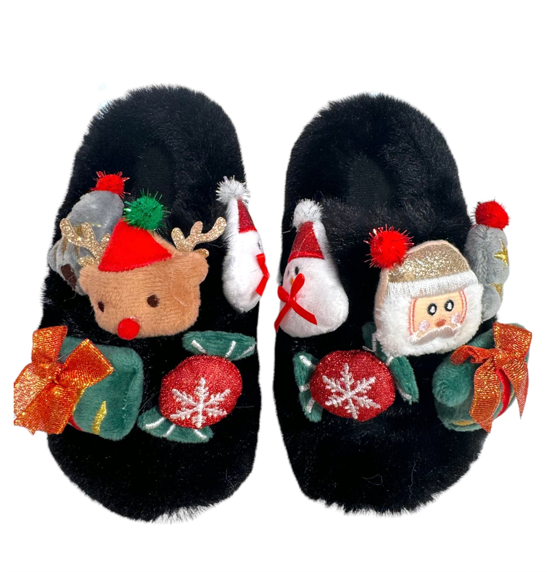 Christmas Plush Slippers(Black,26-27)