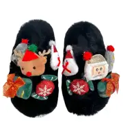 Christmas Plush Slippers(Black,26-27)