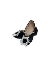 Crystal Bridget Ballet Flat(7C (23),Black)
