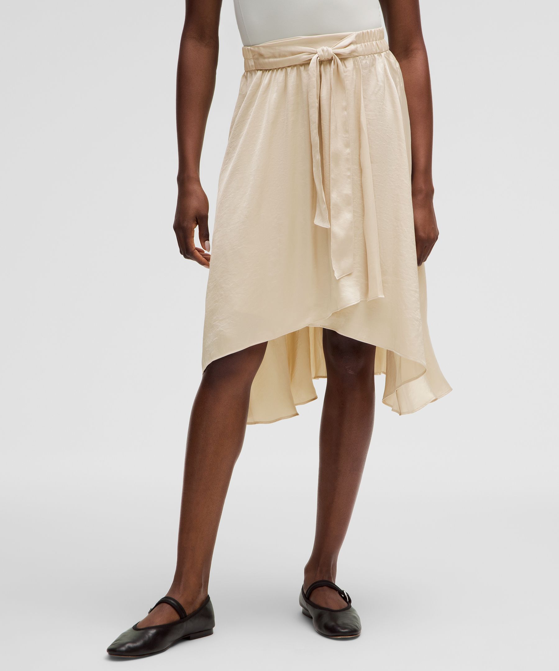 Midi-Length Satin Wrap Skirt