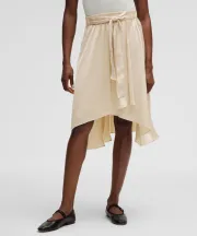 Midi-Length Satin Wrap Skirt