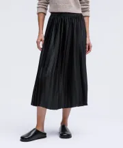 Satin Pleated Midi Skirt