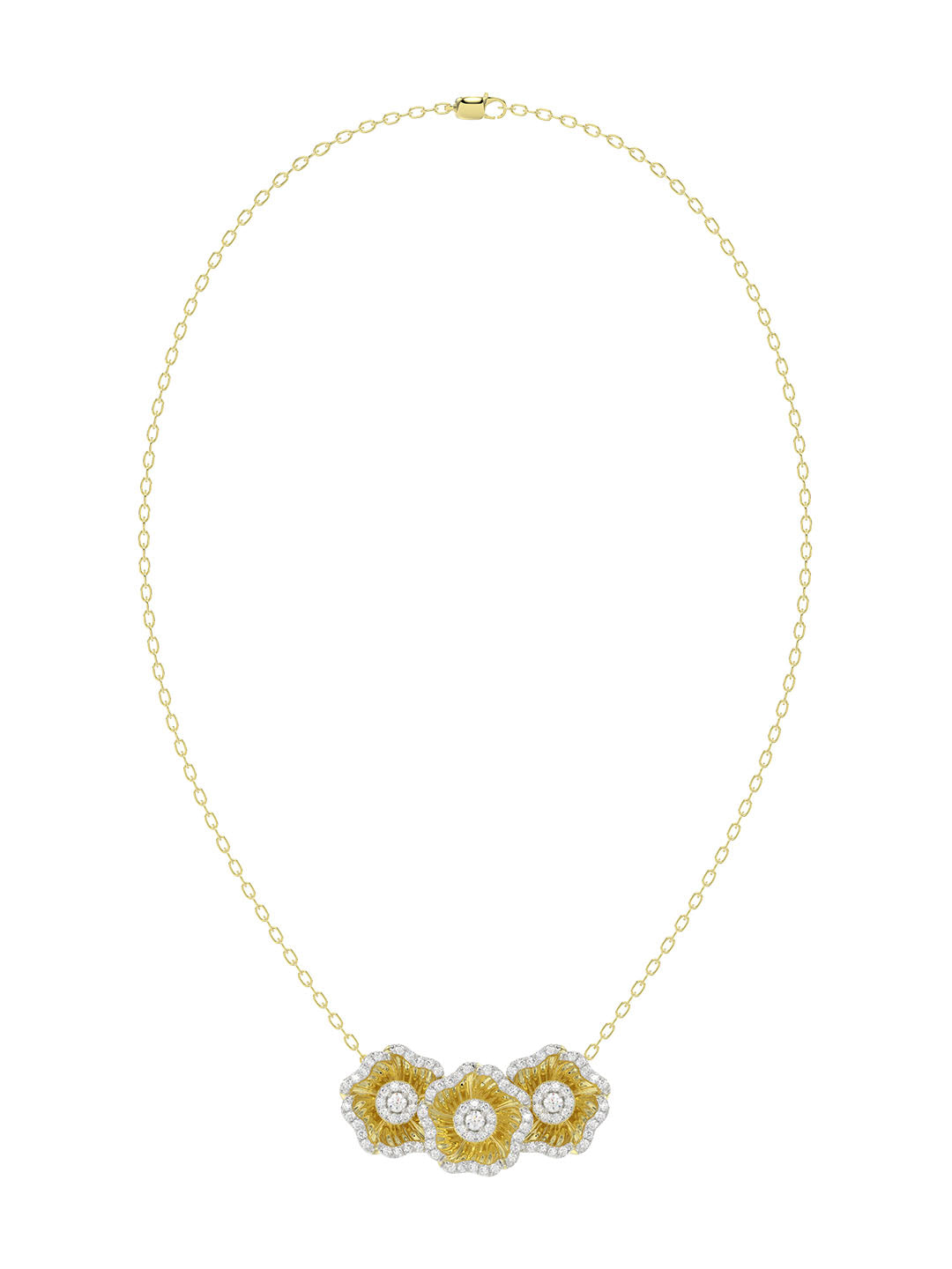 Halo Flower Yellow Pendant Necklace