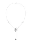 Floral White Gold Y Necklace