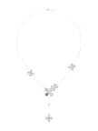 Floral White Gold Y Necklace
