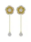 Halo Flower Rose Gold Drop Earrings