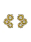 Halo Flower Yellow Gold Earrings