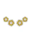 Halo Flower Yellow Gold Earrings