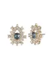Poised Denim Button Earring