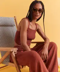 Lila Double Cloth Tank(Extra Small,Rust)