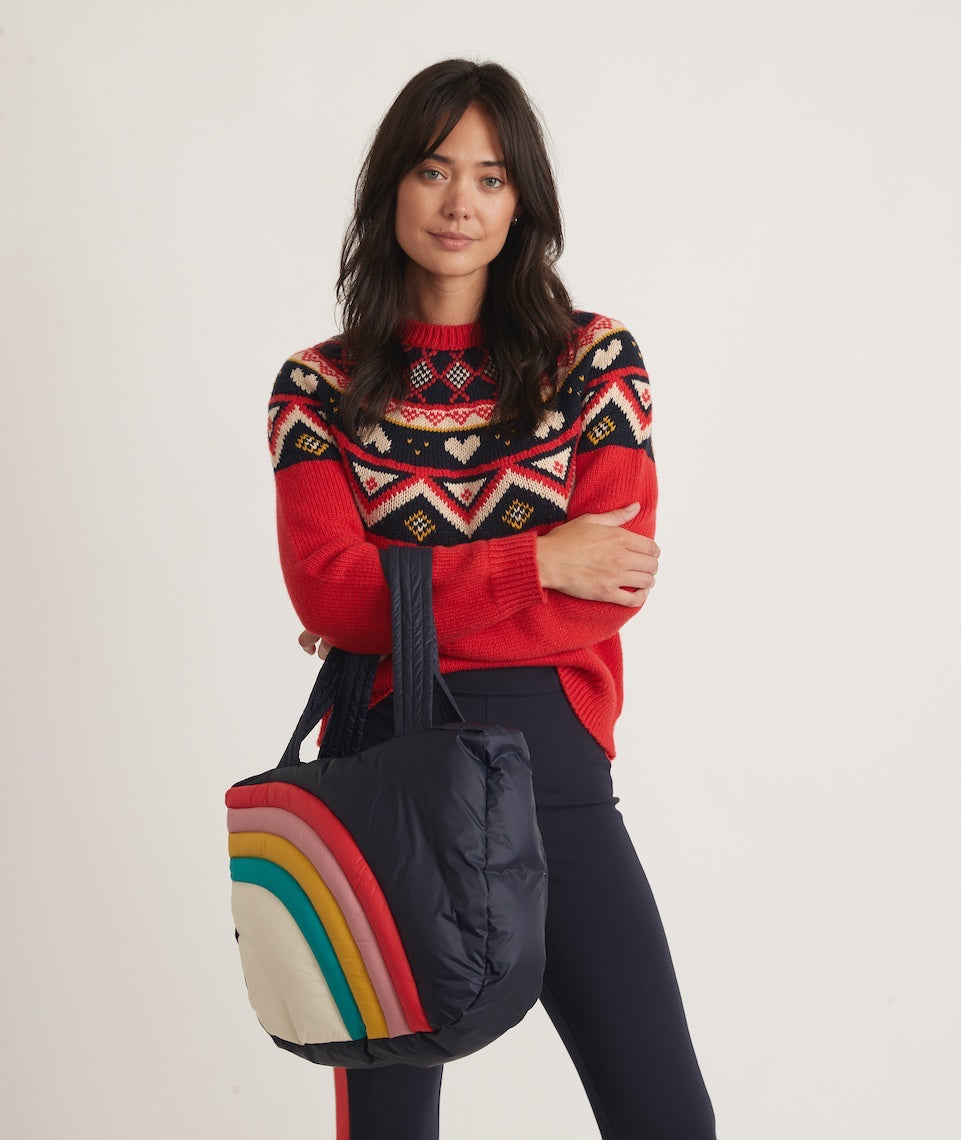 Puffer Tote in Navy Rainbow Wave(Navy Rainbow Wave,One Size)