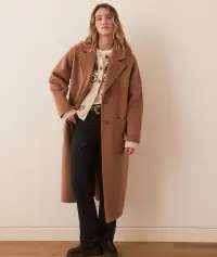 Colette Oversized Longline Coat(Extra Small,Camel)