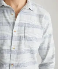 Stretch Selvage Long Sleeve Shirt(Small,Blue Baja Stripe)