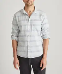 Stretch Selvage Long Sleeve Shirt(Small,Blue Baja Stripe)