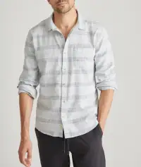 Stretch Selvage Long Sleeve Shirt(Small,Blue Baja Stripe)