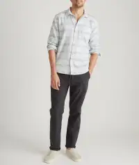 Stretch Selvage Long Sleeve Shirt(Small,Blue Baja Stripe)