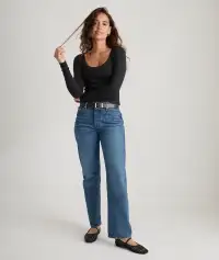 Lexi Rib Sun-In Scoop Tee(Extra Small,Faded Black)