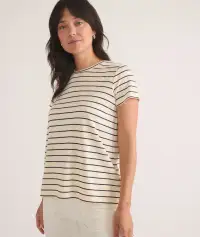 Swing Crew Tee(Black and White Stripe,Extra Small)