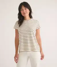 Swing Crew Tee(Black and White Stripe,Extra Small)