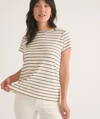 Swing Crew Tee(Black and White Stripe,Extra Small)