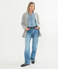 Birdseye Cardigan(Extra Small,Black/White Contrast)