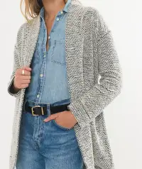 Birdseye Cardigan(Extra Small,Black/White Contrast)