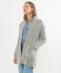 Birdseye Cardigan(Extra Small,Black/White Contrast)