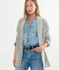 Birdseye Cardigan(Extra Small,Black/White Contrast)