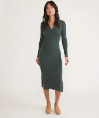 Lexi Rib Long Sleeve Sweater Polo Dress
