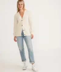 Nova Oversized Cardigan(Ivory,Extra Small)