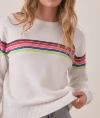Harper Cashmere Sweater(Extra Small,Multi Stripe)