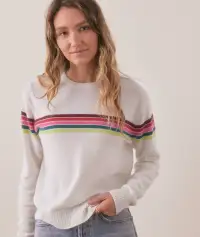 Harper Cashmere Sweater(Extra Small,Multi Stripe)