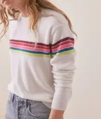 Harper Cashmere Sweater(Extra Small,Multi Stripe)