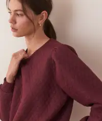 Corbet Puff Sleeve Sweatshirt(Extra Small,Merlot)