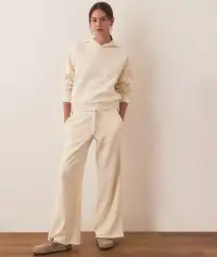 Cloud 9 Fleece Wide Leg Sweatpant(Extra Small,Antique White)