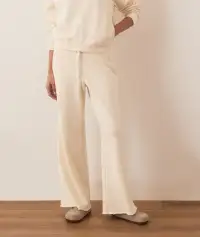 Cloud 9 Fleece Wide Leg Sweatpant(Extra Small,Antique White)