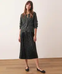 Chelsea Pleated Midi Skirt(Extra Small,Green Gables)