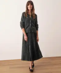 Chelsea Pleated Midi Skirt(Extra Small,Green Gables)