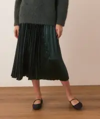 Chelsea Pleated Midi Skirt(Extra Small,Green Gables)