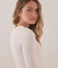 Lexi Rib Sun-In Longsleeve Crew Tee(Extra Small,White)