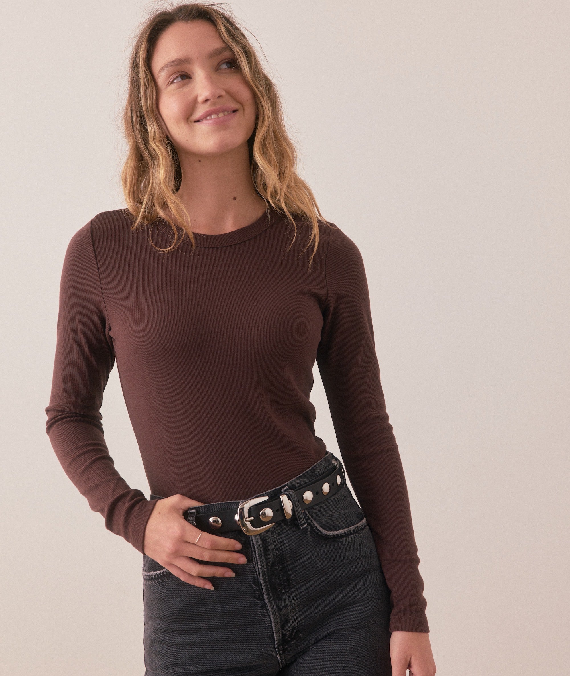 Lexi Rib Sun-In Longsleeve Crew Tee