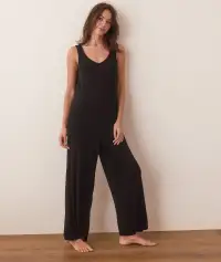 Lexi Rib Lounge Jumpsuit(Extra Small,Black)